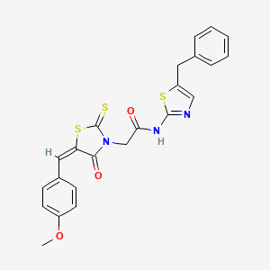 molecular formula C23H19N3O3S3 B2556574 N-(5-benzyl-1,3-thiazol-2-yl)-2-[(5E)-5-[(4-methoxyphenyl)methylidene]-4-oxo-2-sulfanylidene-1,3-thiazolidin-3-yl]acetamide CAS No. 300819-35-6
