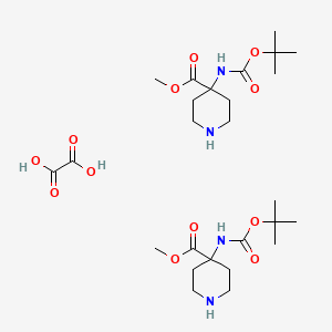 molecular formula C26H46N4O12 B2556578 Methyl 4-((tert-butoxycarbonyl)amino)piperidine-4-carboxylate oxalate(2:1) CAS No. 1788043-91-3