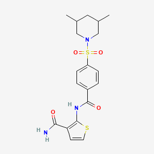 molecular formula C19H23N3O4S2 B2556582 2-(4-((3,5-Dimethylpiperidin-1-yl)sulfonyl)benzamido)thiophene-3-carboxamide CAS No. 864940-91-0