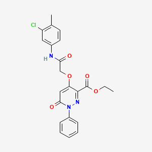 molecular formula C22H20ClN3O5 B2556585 Ethyl 4-(2-((3-chloro-4-methylphenyl)amino)-2-oxoethoxy)-6-oxo-1-phenyl-1,6-dihydropyridazine-3-carboxylate CAS No. 899733-46-1