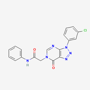 molecular formula C18H13ClN6O2 B2556612 2-(3-(3-chlorophenyl)-7-oxo-3H-[1,2,3]triazolo[4,5-d]pyrimidin-6(7H)-yl)-N-phenylacetamide CAS No. 887215-60-3