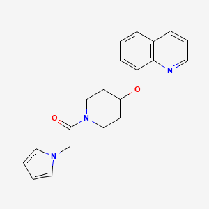 molecular formula C20H21N3O2 B2556614 2-(1H-pyrrol-1-yl)-1-(4-(quinolin-8-yloxy)piperidin-1-yl)ethanone CAS No. 1903164-13-5