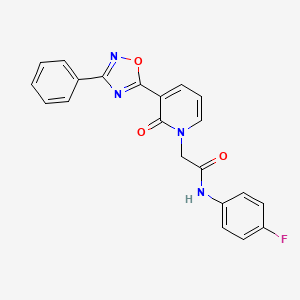 molecular formula C21H15FN4O3 B2556615 N-(4-氟苯基)-2-[2-氧代-3-(3-苯基-1,2,4-恶二唑-5-基)吡啶-1(2H)-基]乙酰胺 CAS No. 1105249-70-4