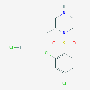 molecular formula C11H15Cl3N2O2S B2556619 1-((2,4-二氯苯基)磺酰)-2-甲基哌嗪盐酸盐 CAS No. 1353986-11-4