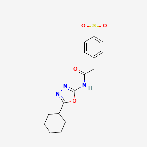 molecular formula C17H21N3O4S B2556620 N-(5-cyclohexyl-1,3,4-oxadiazol-2-yl)-2-(4-(methylsulfonyl)phenyl)acetamide CAS No. 922078-64-6