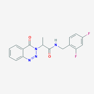 molecular formula C17H14F2N4O2 B2556621 N-(2,4-二氟苄基)-2-(4-氧代苯并[d][1,2,3]三嗪-3(4H)-基)丙酰胺 CAS No. 1235321-41-1