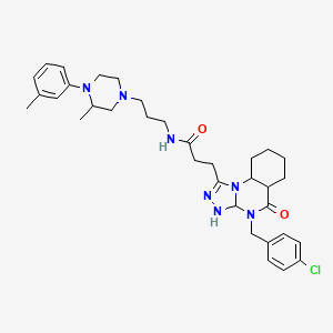 molecular formula C34H38ClN7O2 B2556628 3-{4-[(4-氯苯基)甲基]-5-氧代-4H,5H-[1,2,4]三唑并[4,3-a]喹唑啉-1-基}-N-{3-[3-甲基-4-(3-甲基苯基)哌嗪-1-基]丙基}丙酰胺 CAS No. 902960-31-0