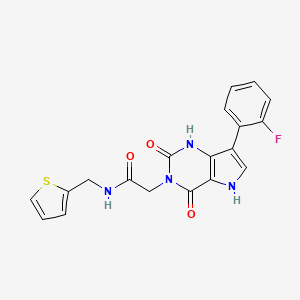 2-(7-(2-fluorophenyl)-2,4-dioxo-1H-pyrrolo[3,2-d]pyrimidin-3(2H,4H,5H)-yl)-N-(thiophen-2-ylmethyl)acetamide