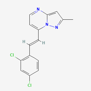 molecular formula C15H11Cl2N3 B2556638 7-[(E)-2-(2,4-二氯苯基)乙烯基]-2-甲基吡唑并[1,5-a]嘧啶 CAS No. 692737-05-6
