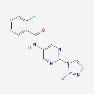 molecular formula C16H15N5O B2556641 2-methyl-N-(2-(2-methyl-1H-imidazol-1-yl)pyrimidin-5-yl)benzamide CAS No. 1421462-53-4