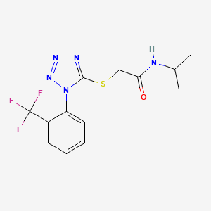 molecular formula C13H14F3N5OS B2556645 N-(丙-2-基)-2-({1-[2-(三氟甲基)苯基]-1H-四唑-5-基}硫代)乙酰胺 CAS No. 941923-93-9