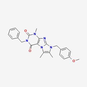 molecular formula C25H25N5O3 B2556646 3-benzyl-8-(4-methoxybenzyl)-1,6,7-trimethyl-1H-imidazo[2,1-f]purine-2,4(3H,8H)-dione CAS No. 896302-47-9