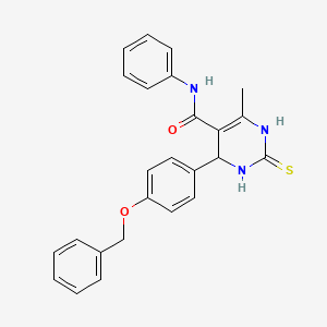 molecular formula C25H23N3O2S B2556655 6-methyl-N-phenyl-4-(4-phenylmethoxyphenyl)-2-sulfanylidene-3,4-dihydro-1H-pyrimidine-5-carboxamide CAS No. 341965-97-7