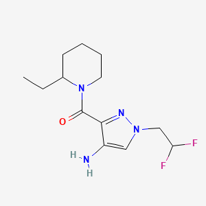 molecular formula C13H20F2N4O B2556656 1-(2,2-Difluoroethyl)-3-[(2-ethylpiperidin-1-yl)carbonyl]-1H-pyrazol-4-amine CAS No. 2101199-11-3
