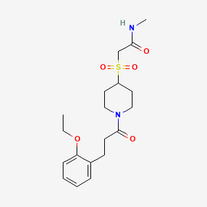 molecular formula C19H28N2O5S B2556661 2-((1-(3-(2-ethoxyphenyl)propanoyl)piperidin-4-yl)sulfonyl)-N-methylacetamide CAS No. 1798033-82-5