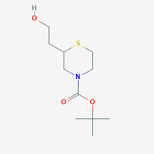 molecular formula C11H21NO3S B2556666 叔丁基 2-(2-羟乙基)硫代吗啉-4-羧酸酯 CAS No. 1648864-62-3