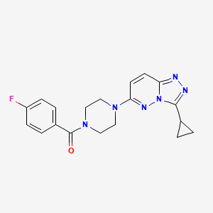 molecular formula C19H19FN6O B2556668 (4-(3-Cyclopropyl-[1,2,4]triazolo[4,3-b]pyridazin-6-yl)piperazin-1-yl)(4-fluorophenyl)methanone CAS No. 1105219-12-2