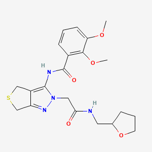 molecular formula C21H26N4O5S B2556672 2,3-二甲氧基-N-(2-(2-氧代-2-(((四氢呋喃-2-基)甲基)氨基)乙基)-4,6-二氢-2H-噻吩并[3,4-c]吡唑-3-基)苯甲酰胺 CAS No. 1105249-72-6