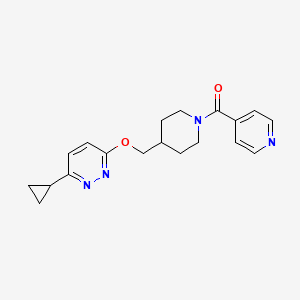 molecular formula C19H22N4O2 B2556673 [4-[(6-Cyclopropylpyridazin-3-yl)oxymethyl]piperidin-1-yl]-pyridin-4-ylmethanone CAS No. 2310157-40-3