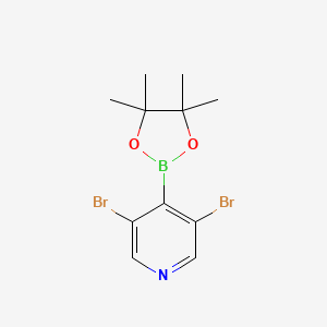 molecular formula C11H14BBr2NO2 B2556684 3,5-ジブロモ-4-(4,4,5,5-テトラメチル-1,3,2-ジオキサボロラン-2-イル)ピリジン CAS No. 2064225-87-0