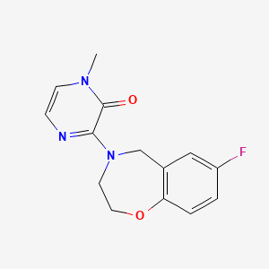 molecular formula C14H14FN3O2 B2556687 3-(7-氟-2,3-二氢苯并[f][1,4]恶二杂环-4(5H)-基)-1-甲基吡嗪-2(1H)-酮 CAS No. 2034419-74-2