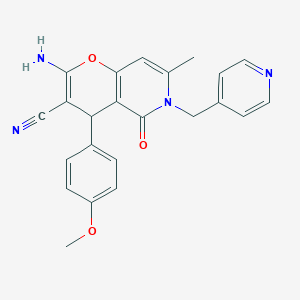 molecular formula C23H20N4O3 B2556689 2-amino-4-(4-methoxyphenyl)-7-methyl-5-oxo-6-(pyridin-4-ylmethyl)-5,6-dihydro-4H-pyrano[3,2-c]pyridine-3-carbonitrile CAS No. 612053-19-7