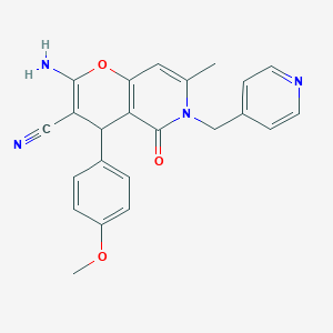 molecular formula C23H20N4O3 B2556689 2-amino-4-(4-méthoxyphényl)-7-méthyl-5-oxo-6-(pyridin-4-ylméthyl)-5,6-dihydro-4H-pyrano[3,2-c]pyridine-3-carbonitrile CAS No. 612053-19-7