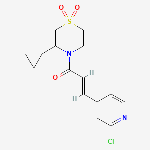 molecular formula C15H17ClN2O3S B2556693 (E)-3-(2-Chloropyridin-4-yl)-1-(3-cyclopropyl-1,1-dioxo-1,4-thiazinan-4-yl)prop-2-en-1-one CAS No. 2094963-35-4