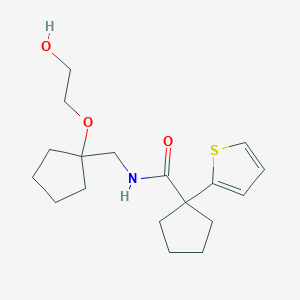 molecular formula C18H27NO3S B2556697 N-((1-(2-hydroxyethoxy)cyclopentyl)methyl)-1-(thiophen-2-yl)cyclopentane-1-carboxamide CAS No. 2194908-67-1
