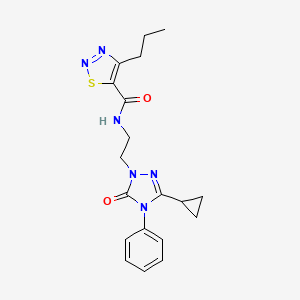 molecular formula C19H22N6O2S B2556713 N-(2-(3-cyclopropyl-5-oxo-4-phenyl-4,5-dihydro-1H-1,2,4-triazol-1-yl)ethyl)-4-propyl-1,2,3-thiadiazole-5-carboxamide CAS No. 1396766-46-3