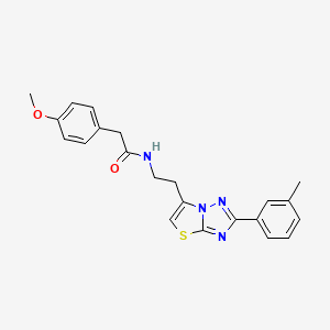 molecular formula C22H22N4O2S B2556719 2-(4-methoxyphenyl)-N-(2-(2-(m-tolyl)thiazolo[3,2-b][1,2,4]triazol-6-yl)ethyl)acetamide CAS No. 894025-34-4