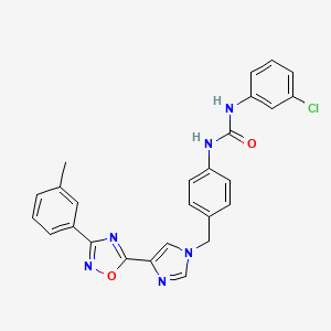 molecular formula C26H21ClN6O2 B2556724 1-(3-chlorophenyl)-3-(4-((4-(3-(m-tolyl)-1,2,4-oxadiazol-5-yl)-1H-imidazol-1-yl)methyl)phenyl)urea CAS No. 1357735-46-6