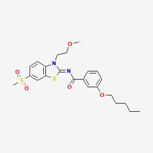 molecular formula C23H28N2O5S2 B2556728 (Z)-N-(3-(2-甲氧基乙基)-6-(甲磺酰基)苯并[d]噻唑-2(3H)-亚甲基)-3-(戊氧基)苯甲酰胺 CAS No. 864977-27-5