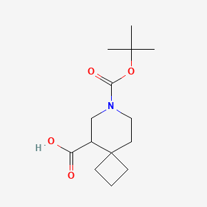 molecular formula C14H23NO4 B2556730 7-[(2-Methylpropan-2-yl)oxycarbonyl]-7-azaspiro[3.5]nonane-9-carboxylic acid CAS No. 2172559-67-8