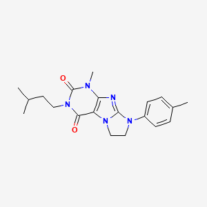 molecular formula C20H25N5O2 B2556738 4-Methyl-2-(3-methylbutyl)-6-(4-methylphenyl)-7,8-dihydropurino[7,8-a]imidazole-1,3-dione CAS No. 899411-83-7