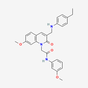 molecular formula C28H29N3O4 B2556739 N-(3-metoxifenil)-2-(3-{[(4-etilfenil)amino]metil}-7-metoxí-2-oxo-1,2-dihidroquinolin-1-il)acetamida CAS No. 894558-50-0