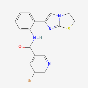 molecular formula C17H13BrN4OS B2556742 5-bromo-N-(2-(2,3-dihydroimidazo[2,1-b]tiazol-6-il)fenil)nicotinamida CAS No. 2034289-31-9