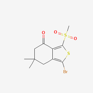 molecular formula C11H13BrO3S2 B2556743 1-Bromo-6,6-dimethyl-3-(methylsulfonyl)-4,5,6,7-tetrahydrobenzo[c]thiophen-4-one CAS No. 410090-76-5