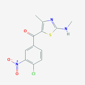 molecular formula C12H10ClN3O3S B255675 (4-Chloro-3-nitrophenyl)[4-methyl-2-(methylamino)-1,3-thiazol-5-yl]methanone 