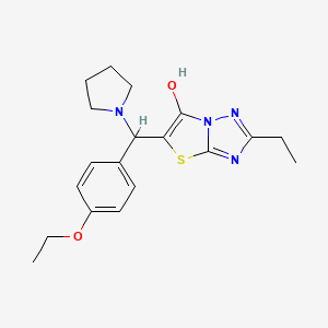 molecular formula C19H24N4O2S B2556753 5-((4-Ethoxyphenyl)(pyrrolidin-1-yl)methyl)-2-ethylthiazolo[3,2-b][1,2,4]triazol-6-ol CAS No. 898361-39-2