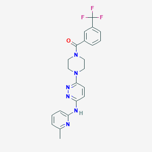 molecular formula C22H21F3N6O B2556754 (4-(6-((6-Methylpyridin-2-yl)amino)pyridazin-3-yl)piperazin-1-yl)(3-(trifluoromethyl)phenyl)methanone CAS No. 1021114-69-1