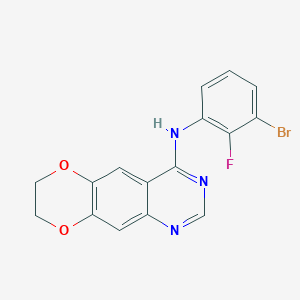 molecular formula C16H11BrFN3O2 B2556757 N-(3-Bromo-2-fluorophenyl)-7,8-dihydro-[1,4]dioxino[2,3-g]quinazolin-4-amine CAS No. 2305154-31-6