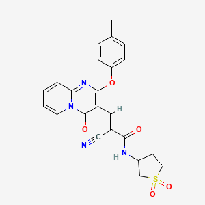 molecular formula C23H20N4O5S B2556764 (E)-2-cyano-N-(1,1-dioxothiolan-3-yl)-3-[2-(4-methylphenoxy)-4-oxopyrido[1,2-a]pyrimidin-3-yl]prop-2-enamide CAS No. 1276682-66-6