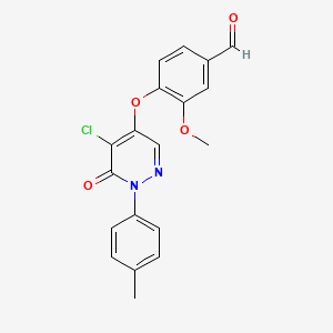 molecular formula C19H15ClN2O4 B2556769 4-{[5-Chloro-1-(4-methylphenyl)-6-oxo-1,6-dihydropyridazin-4-yl]oxy}-3-methoxybenzaldehyde CAS No. 881601-10-1