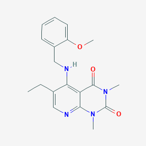 molecular formula C19H22N4O3 B2556772 6-乙基-5-((2-甲氧基苄基)氨基)-1,3-二甲基吡啶并[2,3-d]嘧啶-2,4(1H,3H)-二酮 CAS No. 941903-94-2