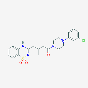 molecular formula C22H25ClN4O3S B2556775 3-{4-[4-(3-chlorophenyl)piperazin-1-yl]-2-methyl-4-oxobutyl}-2H-1,2,4-benzothiadiazine 1,1-dioxide CAS No. 896794-96-0