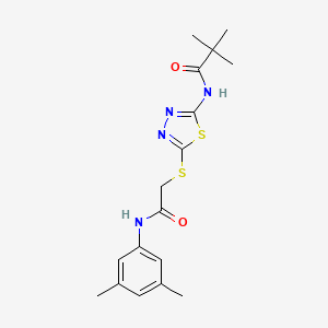 molecular formula C17H22N4O2S2 B2556777 N-(5-((2-((3,5-dimethylphenyl)amino)-2-oxoethyl)thio)-1,3,4-thiadiazol-2-yl)pivalamide CAS No. 392296-07-0
