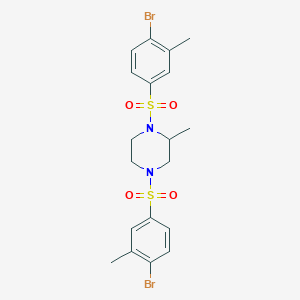 molecular formula C19H22Br2N2O4S2 B2556789 1,4-Bis(4-bromo-3-methylbenzenesulfonyl)-2-methylpiperazine CAS No. 1428153-82-5