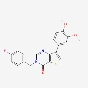 molecular formula C21H17FN2O3S B2556790 7-(3,4-dimethoxyphenyl)-3-(4-fluorobenzyl)thieno[3,2-d]pyrimidin-4(3H)-one CAS No. 1105238-90-1