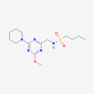 molecular formula C14H25N5O3S B2556795 N-((4-methoxy-6-(piperidin-1-yl)-1,3,5-triazin-2-yl)methyl)butane-1-sulfonamide CAS No. 2034578-15-7